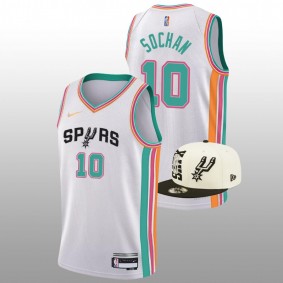 2022 NBA Draft Jeremy Sochan Spurs #1 White City Edition Jersey Baylor Bears